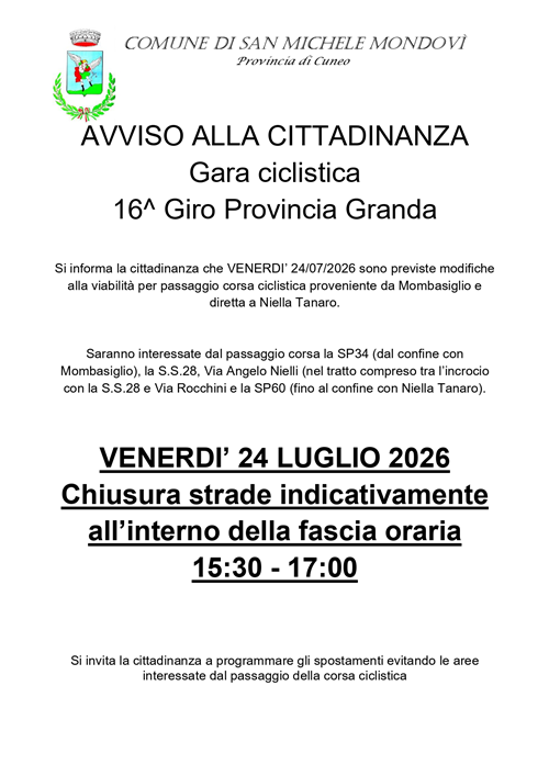 Gara ciclistica
16^ Giro Provincia Granda
